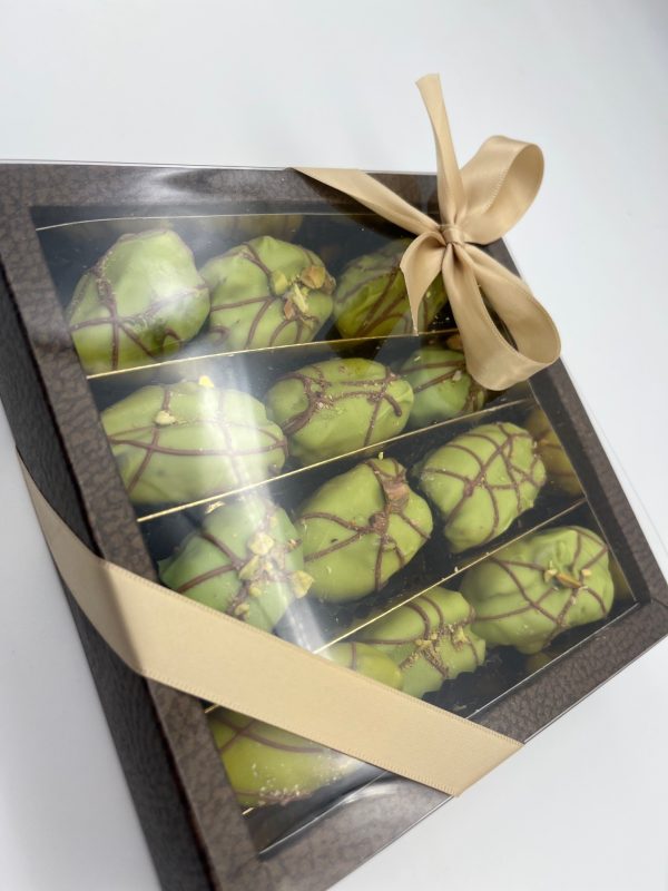 Box of 12 Pistachio Stuffed Chocolate Covered Medjool Dates